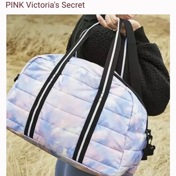 VS PINK‎ Rainbow Sunset Tie Dye Quilted Duffle Bag - Picture 2 of 4